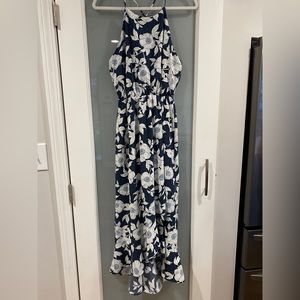 Navy and White Floral Maxi Dress